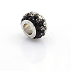 304 Stainless Steel Polymer Clay Rhinestone European Beads CPDL-J017-02-2