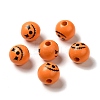 Printed Round Wood European Beads X1-WOOD-M006-04-1