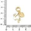 Brass Micro Pave Clear Cubic Zirconia European Dangle Charms KK-P345-50G-3