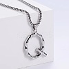 3Pcs 304 Stainless Steel Textured Letter Pendant Box Chain Necklaces LW4134-43-1