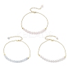 3Pcs 3 Colors Gemstone and Shell Pearl Round Beaded Ankelets AJEW-AN00707-2