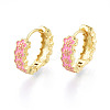 Enamel Plum Blossom Hoop Earrings EJEW-N011-107-1