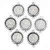 Tibetan Style Alloy Flat Round Cabochon Connector Settings TIBE-Q038-017A-AS-RS-2