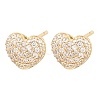 Brass Micro Pave Clear Cubic Zirconia Stud Earrings EJEW-G471-31G-03-4
