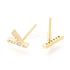 Brass Micro Pave Clear Cubic Zirconia Stud Earrings EJEW-O103-01G-2