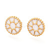 Flat Round with Sun 304 Stainless Steel Enamel Stud Earrings EJEW-T047-17G-B-1