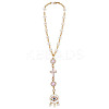 Cross & Flat Round Alloy Enamel Pendant Car Hanging Ornaments HJEW-DR00212-1