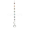 Chakra Natural Gemstone Beads & Brass Sun Moon Hanging Suncatchers HJEW-JM04995-02-1