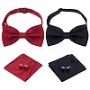 2 Bags 2 Colors Polyester Men's Bow Tie & Cufflink & Handkerchief Sets AJEW-ME0001-15-1