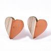 Transparent Resin & Wood Stud Earrings EJEW-N017-002A-D04-2