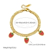 304 Stainless Steel Enamel Red Strawberry Charm 2-Strand Bracelets for Women WG018B1-01-5