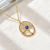 304 Stainless Steel Pave Natural Lapis Lazuli Oval with Star Pendant Necklaces for Women NJEW-Z055-05G-2