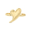 Rack Plating Heart Brass Open Cuff Double Rings for Women RJEW-G320-01G-2
