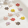 12Pcs 6 Colors Flower Alloy Enamel Pendants ENAM-LP0001-53-1