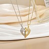 2Pcs Brass Micro Pave Clear Cubic Zirconia Magnetic Pendant Necklaces with 304 Stainless Steel Cable Chain WG04DA7-05-1