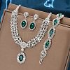 Oval & Horse Eye Brass Rhinestone Necklaces & Bracelets & Earring Sets FS-WG182CE-02-3