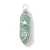 Natural Green Aventurine Double Terminal Pointed Pendants PALLOY-JF02673-02-1