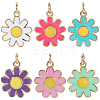 6Pcs 6 Colors Brass Enamel Pendants KK-BBC0021-50-1