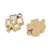 304 Stainless Steel Pave Natural White Shell Clover Charms STAS-I325-027G-2
