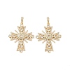 Cross Brass Micro Pave Clear Cubic Zirconia Pendants KK-G435-25G-3