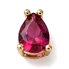 Teardrop Brass Micro Pave Cubic Zirconia Slide Charms KK-C119-16G-2
