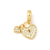 Brass Micro Pave Clear Cubic Zirconia Heart Lock European Dangle Charms KK-I359-08G-1