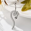 Alloy Rhinestone Snake Curved Barbell Belly Rings AJEW-R007-03P-02-2