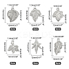 24Pcs 6 Styles 304 Stainless Steel Pendants STAS-UN0021-99P-4