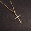 Real 18K Gold Plated Cross Brass Cubic Zirconia Pendant Necklaces NJEW-EE0001-14A-2