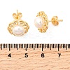 Flower Brass Micro Pave Clear Cubic Zirconia Stud Earrings EJEW-A135-24G-5