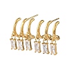 304 Stainless Steel Cubic Zirconia Dangle Stud Earrings for Women SA-CBA183D-11A-G-2