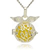 Silver Color Plated Brass Hollow Round Cage Pendants LS-KK-J230-07S-1