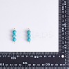 10Pcs Triple Synthetic Turquoise Round Beaded Connector Charms PALLOY-SW00003-08-8