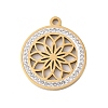 Preserved Fresh Flower 304 Stainless Steel Rhinestone Pendants STAS-S139-01G-04-1