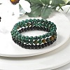 3Pcs 3 Style Natural African Turquoise(Jasper) & Black Agate Round Beaded Stretch Bracelets Set PW23030764297-4