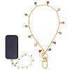 201 Stainless Steel Rhinestone Flat Round Charm Phone Hand Strap Chains HJEW-UN00079-1