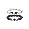 4Pcs Natural Lava Rock & Tiger Eye & Howlite Beaded Stretch Bracelets for Women Men QY3099-5