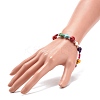 Synthetic Turquoise(Dyed) Cross & Skull Beaded Stretch Bracelet BJEW-JB08452-5