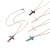 Natural Mixed Gemstone Beaded Cross Pendant Necklace NJEW-JN04236-1