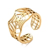 Ion Plating(IP) 304 Stainless Steel Hollow Spider Web Open Cuff Ring for Women RJEW-M149-25G-3