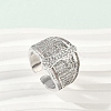 Brass Micro Pave Clear Cubic Zirconia Open Cuff Rings for Women RJEW-A059-04P-1