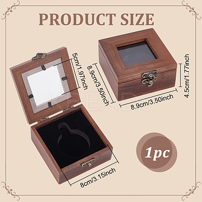 1Pc Wooden Pocket Watch Storage Boxs with Visible Window AJEW-UN0002-62-1