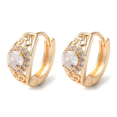 Rack Plating Brass Micro Pave Cubic Zirconia Hoop Earrings EJEW-P238-18KCG-1