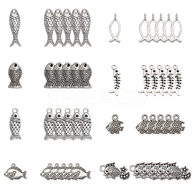 80Pcs 8 Style Tibetan Style Zinc Alloy Pendants TIBEP-SC0001-93-1