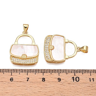 Brass Micro Pave Clear Cubic Zirconia Pendants KK-N254-184G-1