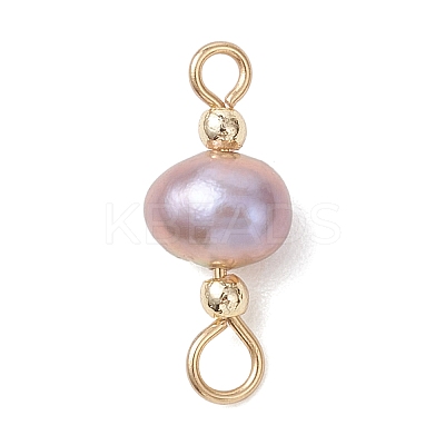 Natural Cultured Freshwater Pearl Potato Connector Charms PALLOY-JF04928-1