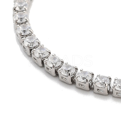Brass Pave Clear Cubic Zirconia Flat Round Box Chain Slider Bracelets BJEW-YWC0002-12A-P-1