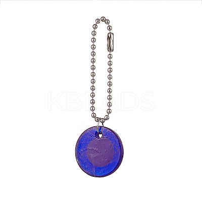 Flat Round with Evil Eye Glass Pendant Decoration HJEW-JM00883-1