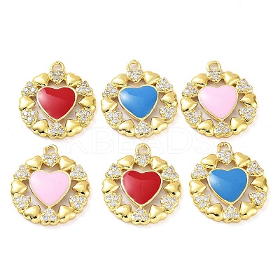 Brass Micro Pave Clear Cubic Zirconia Pendants KK-F871-02G-1