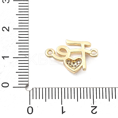 Rack Plating Brass Clear Cubic Zirconia Fe Heart Connector Charms KK-Q017-14G-1